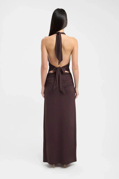 Women's Formal Halter Plunge Ruched Maxi Dress - product image 6