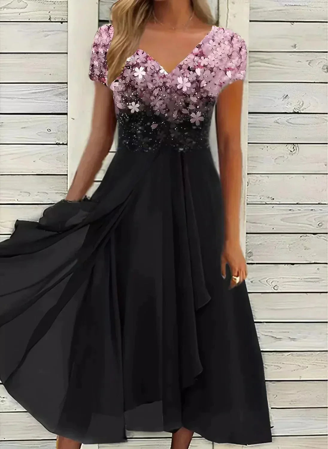 Women's Wedding Guest Floral V Neck Midi Dress  Nerisa Studio