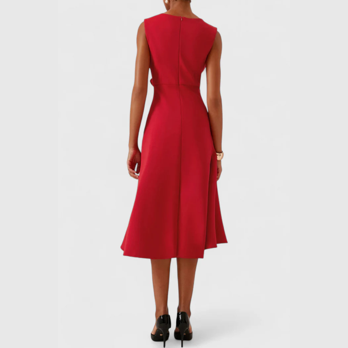 Women's Wedding Guest Draped Asymmetric Midi Dress