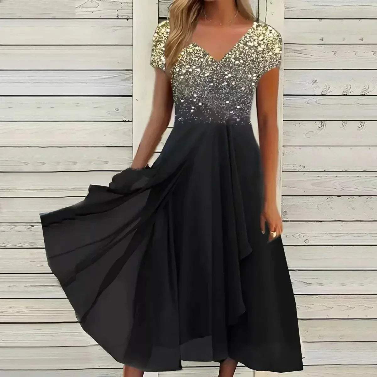 Women's Wedding Guest Floral V Neck Midi Dress