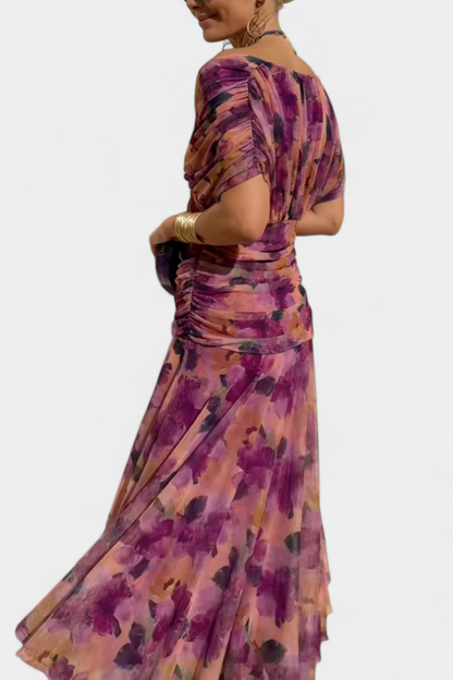 Women's Wedding Guest Off Shoulder Ruched Maxi Dress