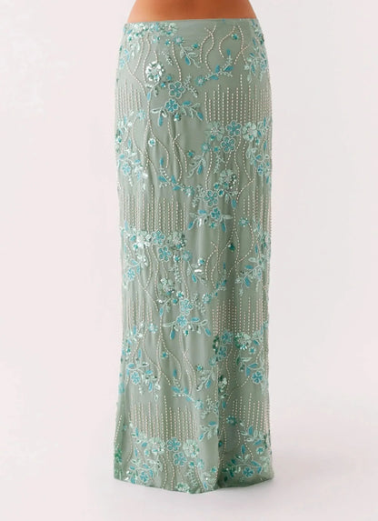 Women's Wedding Guest Floral Sequin Maxi Skirt - product image 3