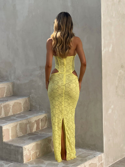 Women's Wedding Guest Halter Lace Cutout Maxi Dress - product image 4