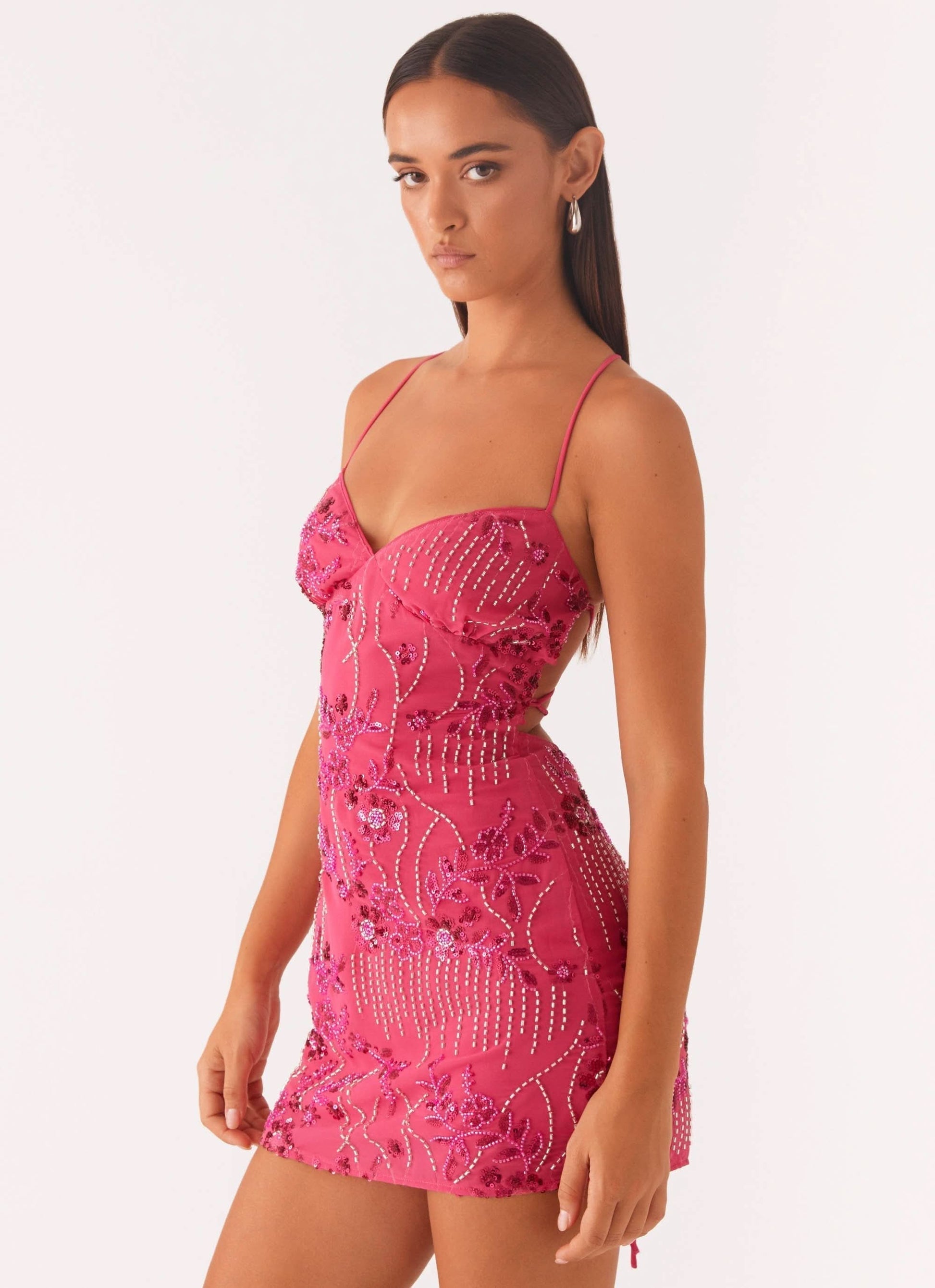 Women's Cocktail Sequin Sweetheart Mini Dress Open Back - product image 4