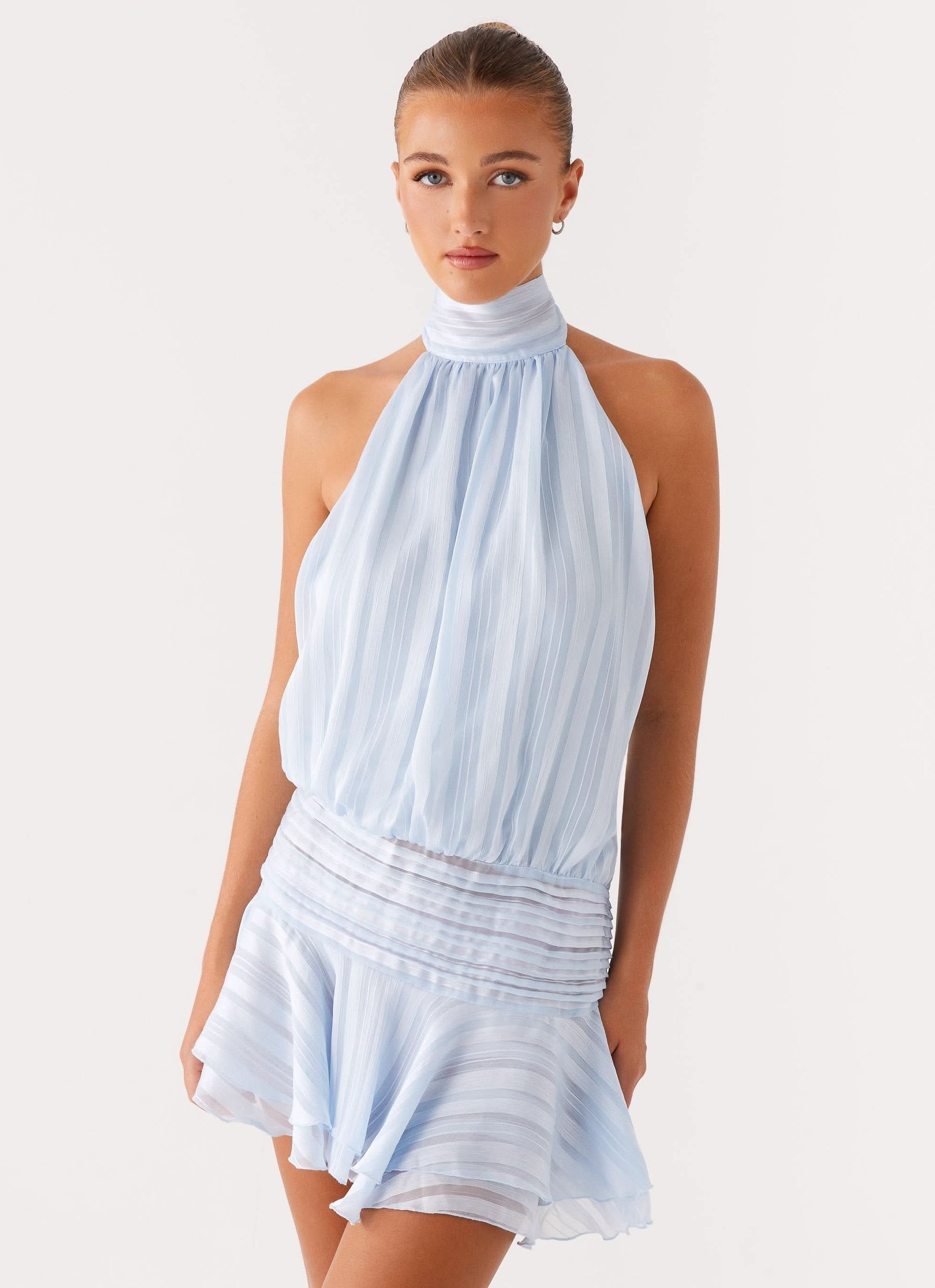 Women's Cocktail Halter Pleated Mini Dress - product image 9