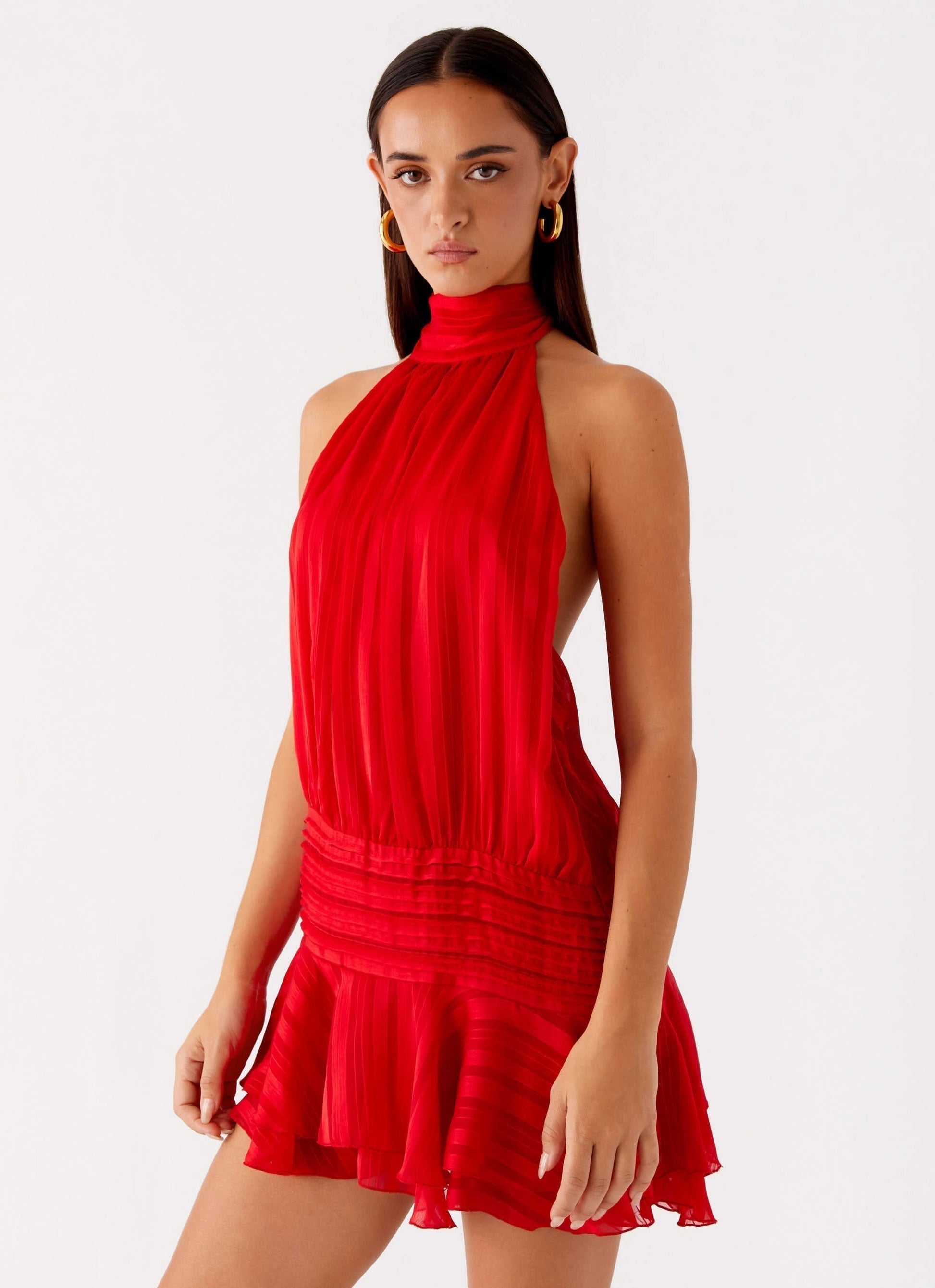Women's Cocktail Halter Pleated Mini Dress - product image 5
