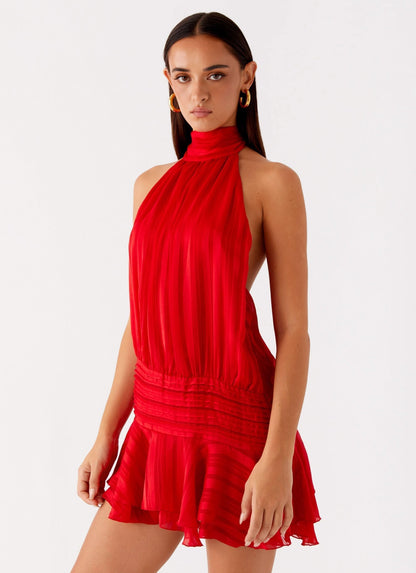 Women's Cocktail Halter Pleated Mini Dress - product image 5
