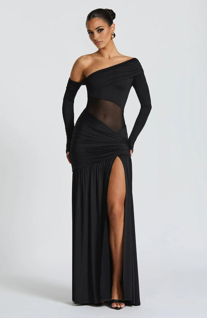 Women's Cocktail One Shoulder Slit Maxi Dress