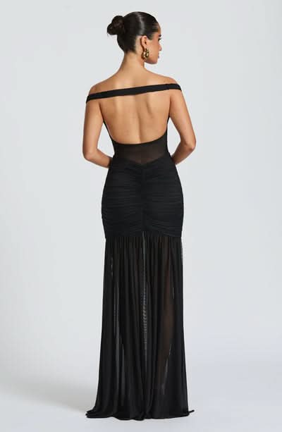 Women's Cocktail Off Shoulder Ruched Maxi Dress With Slit - product image 9