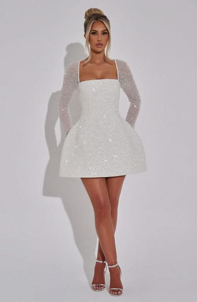 Women's Cocktail Square Neck Sequin Mini Dress - product image 1