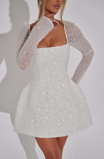 Women's Cocktail Square Neck Sequin Mini Dress - product image 2