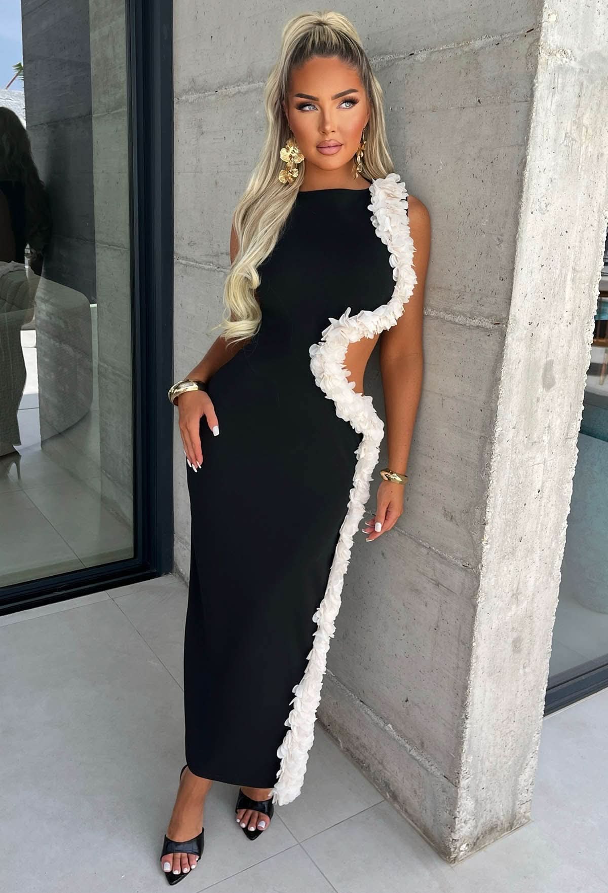Women's Cocktail Cutout Sleeveless Maxi Dress With Ruffle - product image 4