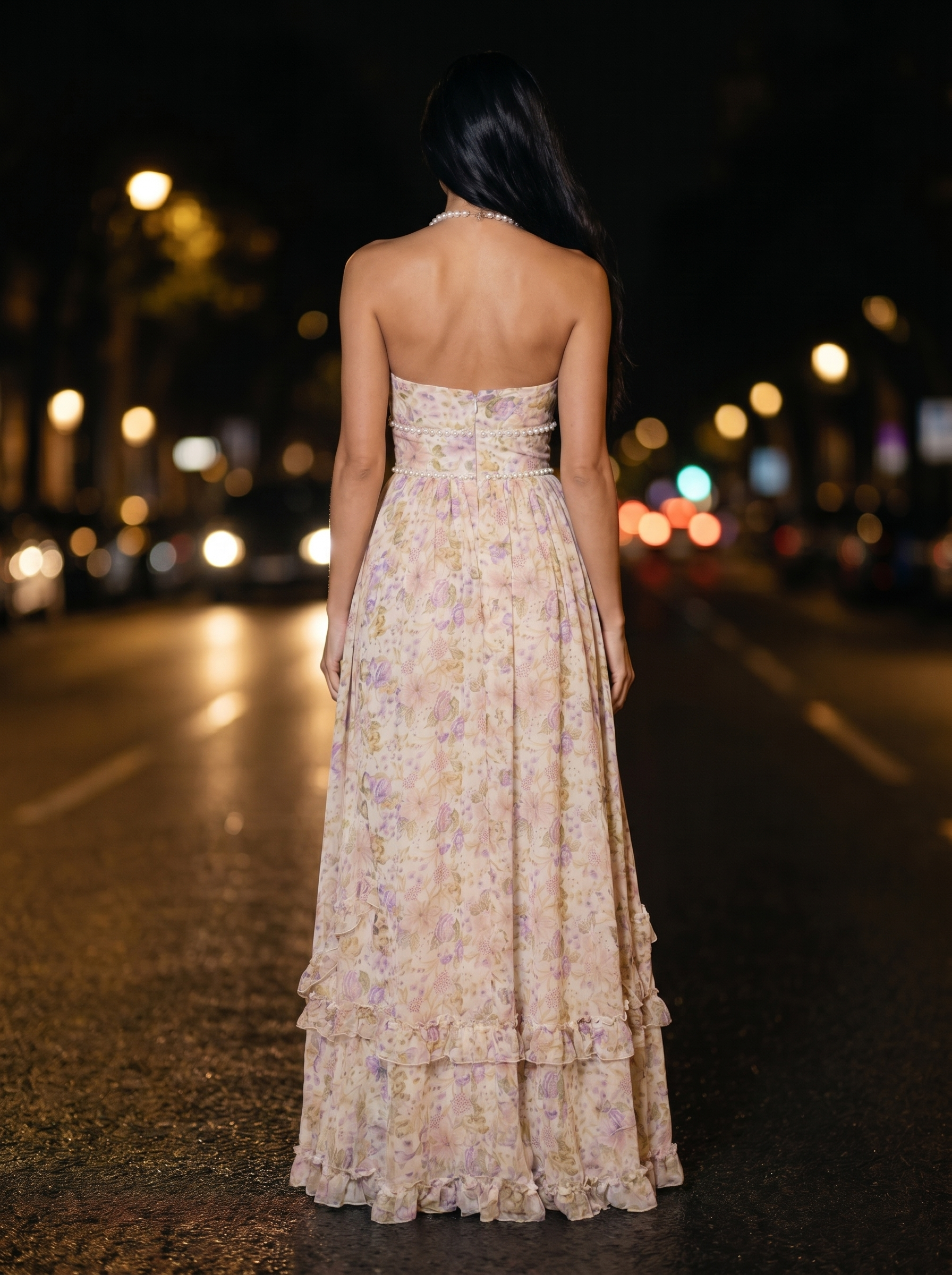 Blue Floral Halter Slit Maxi Dress - Blue