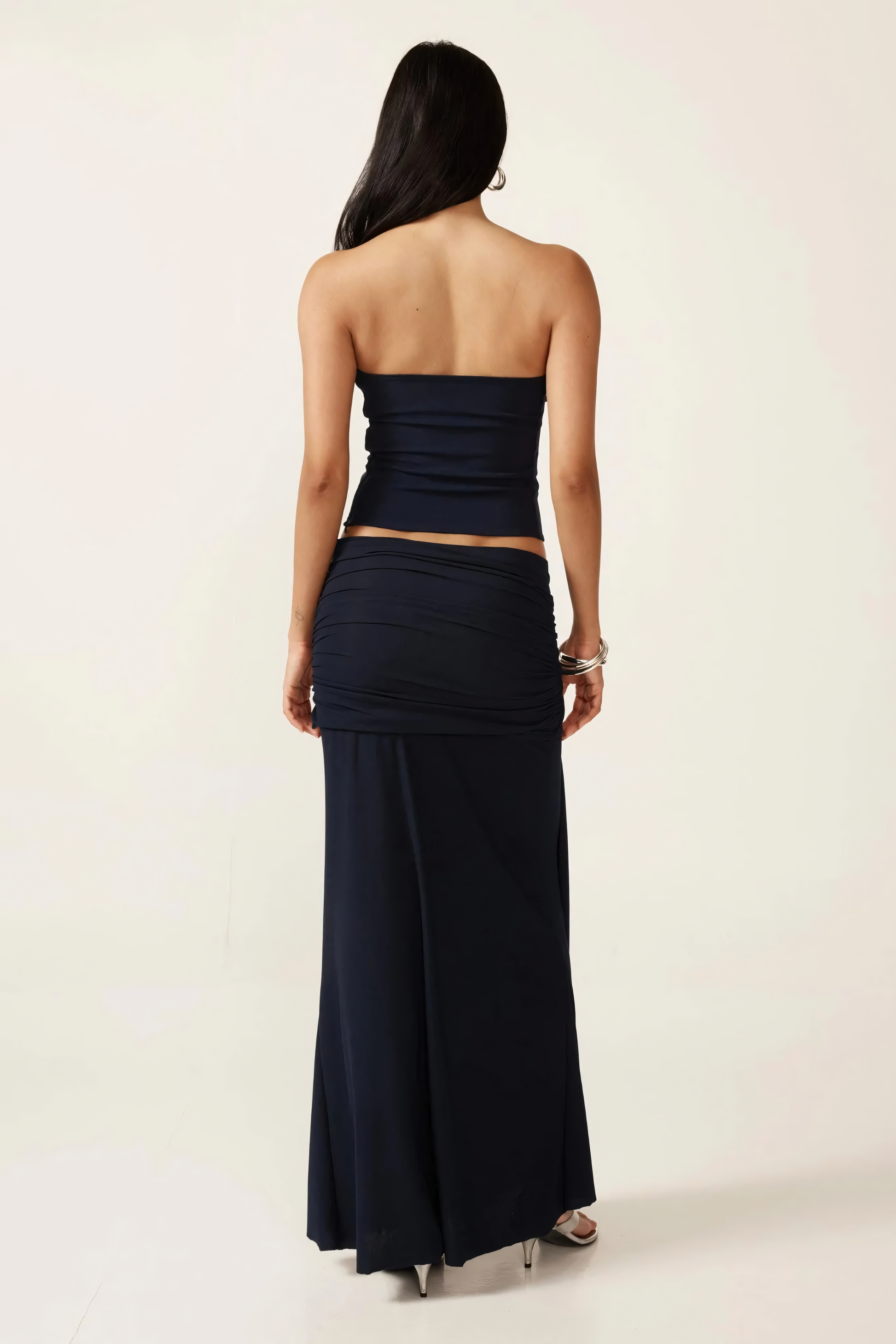 Women's Wedding Guest Strapless Maxi Skirt Set