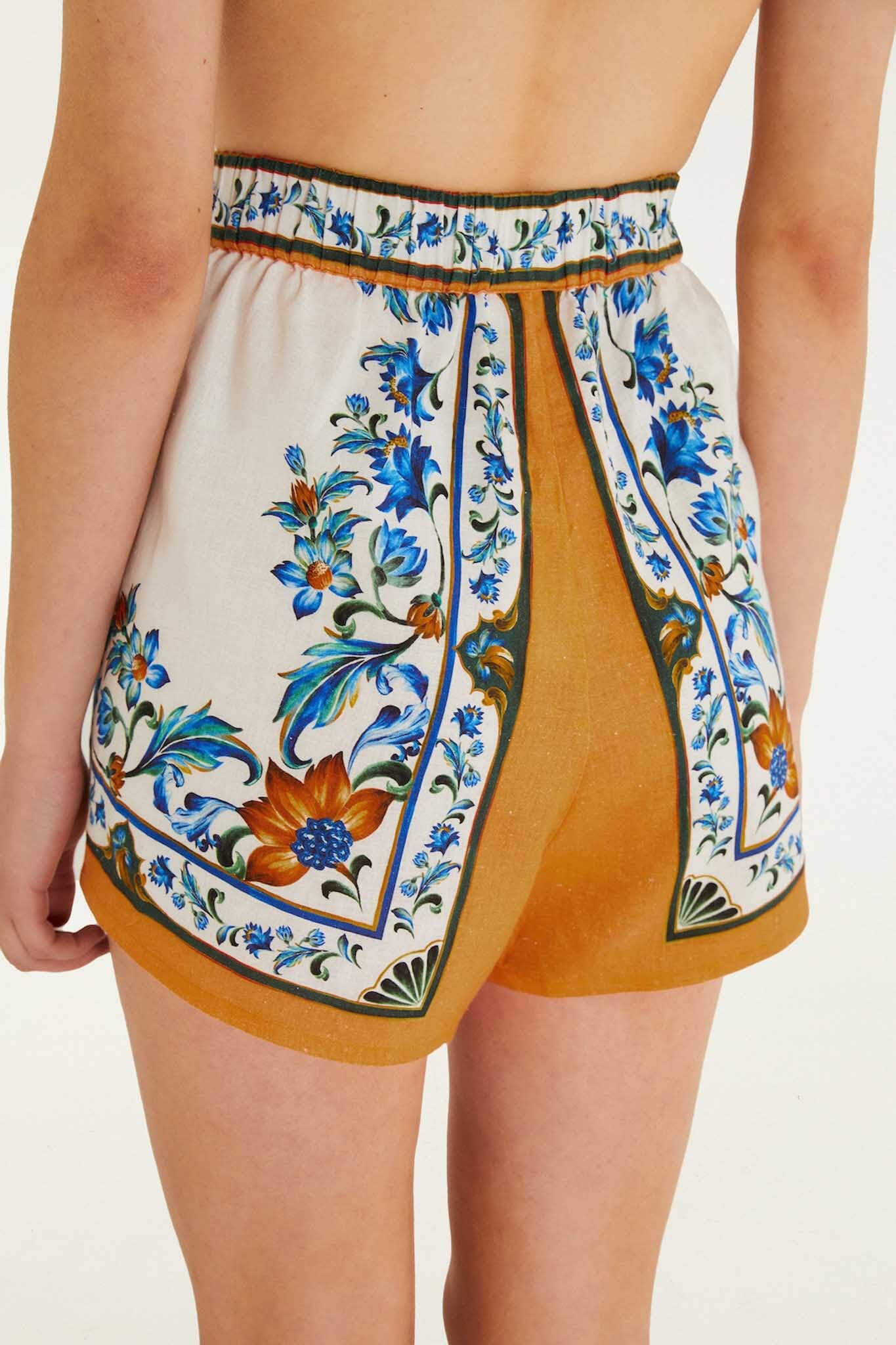 Border Print Floral Midi Dress