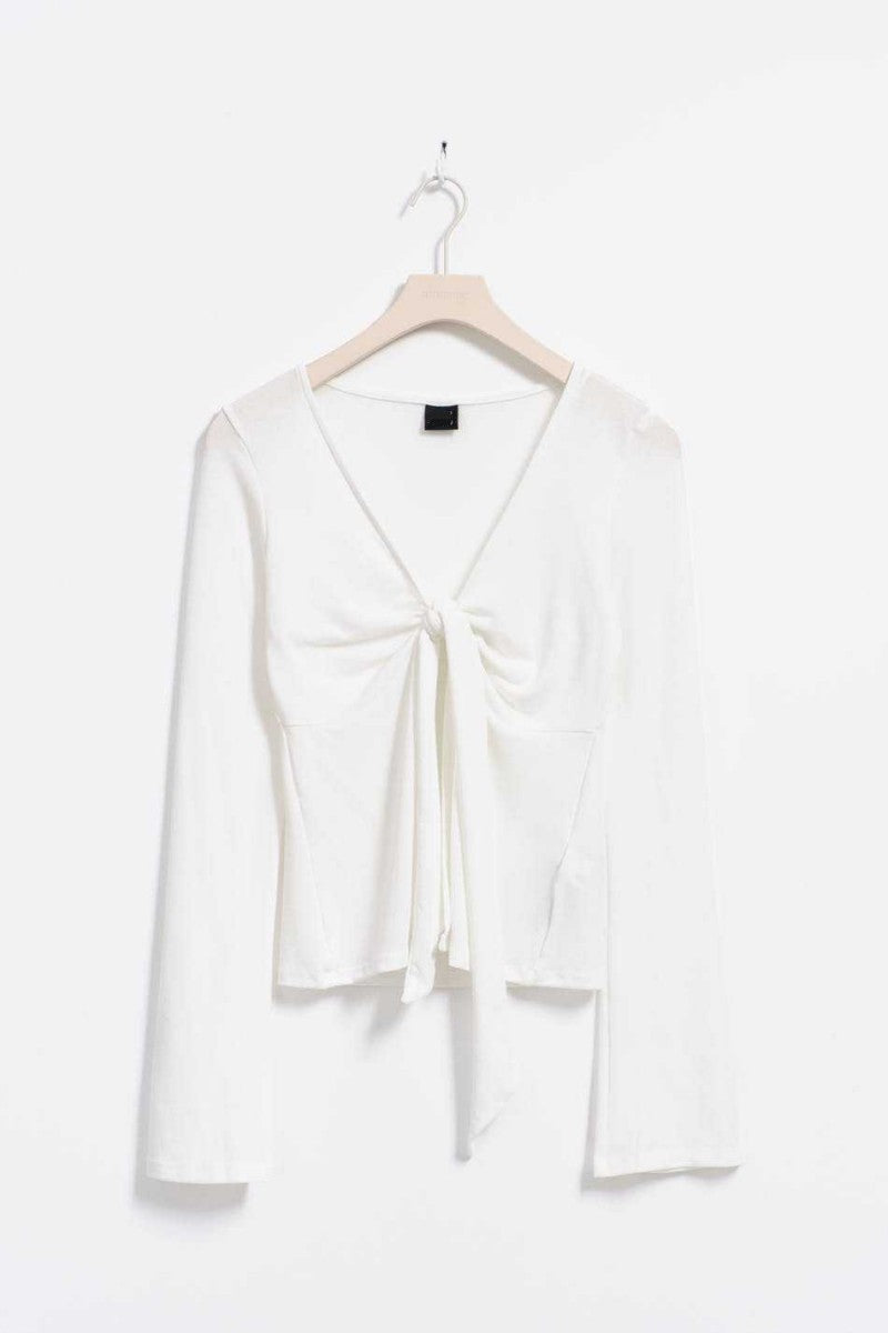 Pale Pink Tie Front Long Sleeve Top
