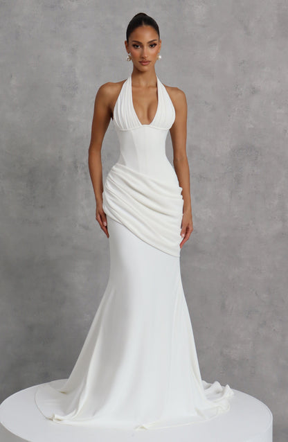 Butter Yellow Halter Mermaid Gown - Yellow