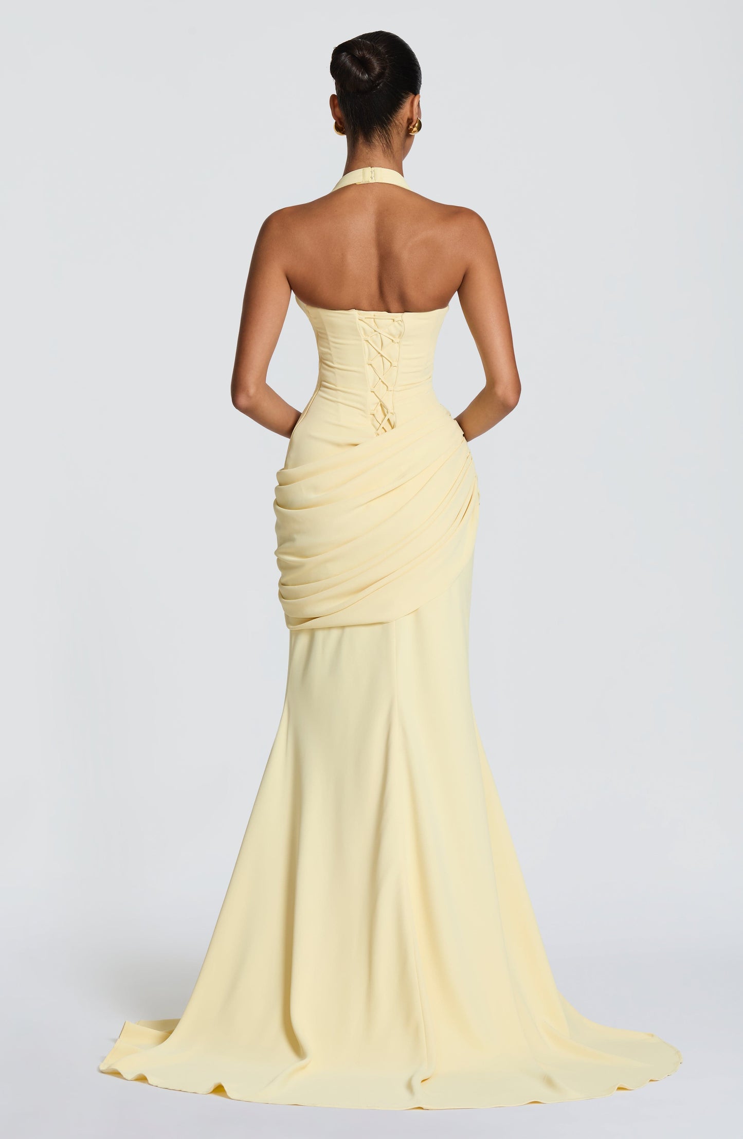 Butter Yellow Halter Mermaid Gown - Yellow