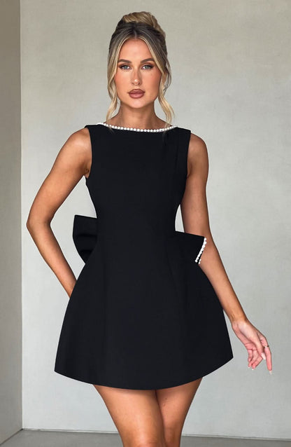 Women's Wedding Guest Pearl Trim Sleeveless Mini Dress - product image 10