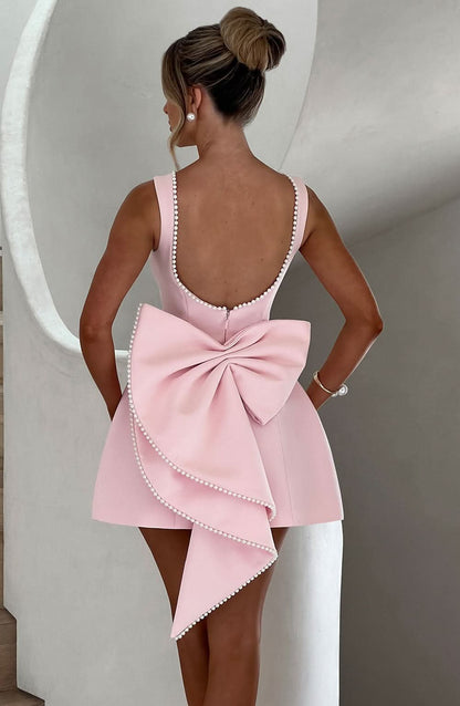 Women's Wedding Guest Pearl Trim Sleeveless Mini Dress - product image 8