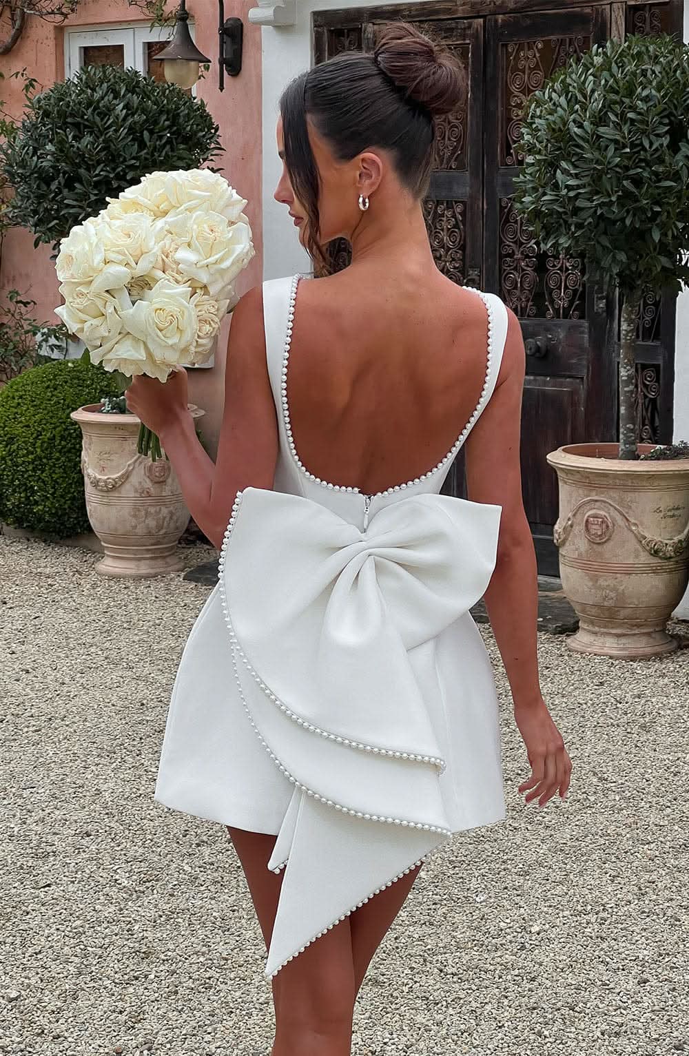 Women's Wedding Guest Pearl Trim Sleeveless Mini Dress - product image 1