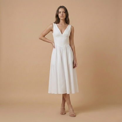 Women’s Deep V-Neck Midi Tank Dress - close-up