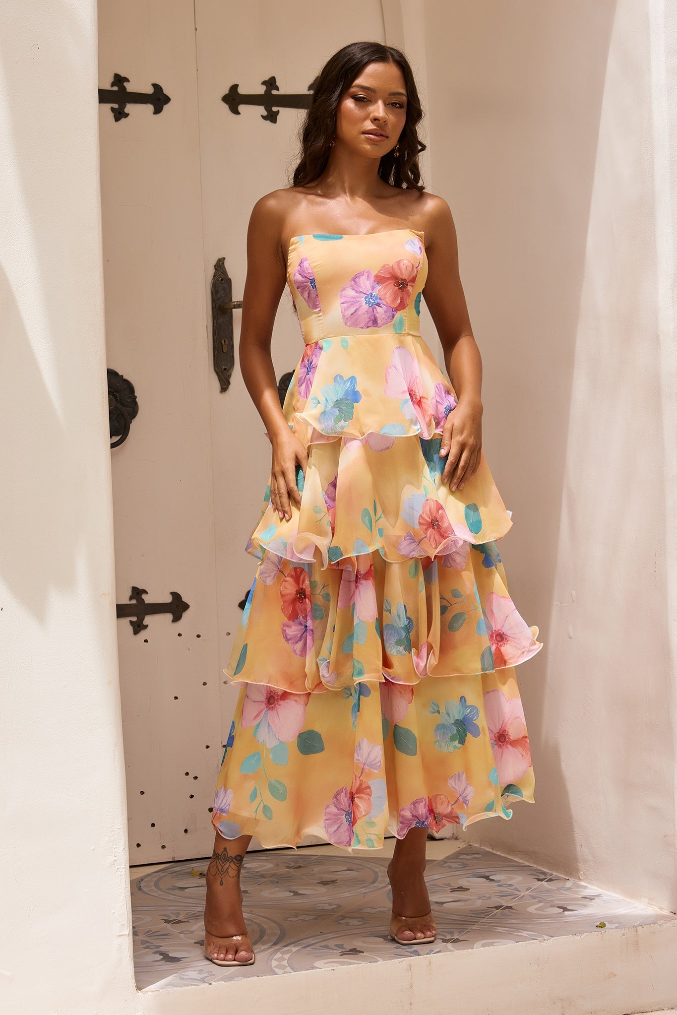 Chiffon Maxi Dress - Yellow