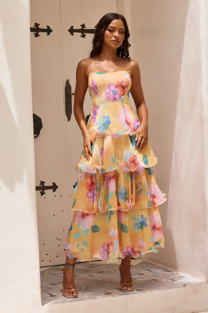 Chiffon Maxi Dress - Yellow