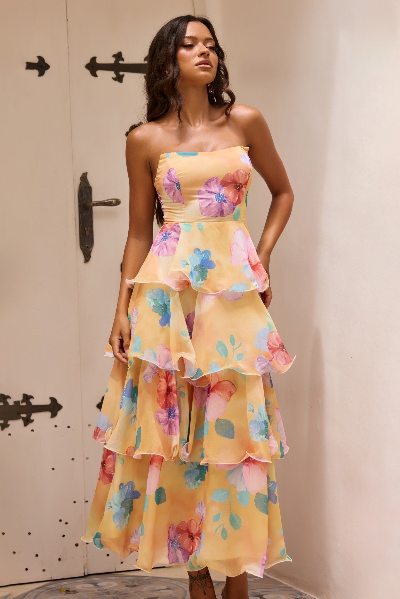 Chiffon Maxi Dress - Yellow