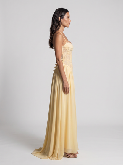 Blush Lace Corset Maxi Dress - Butter
