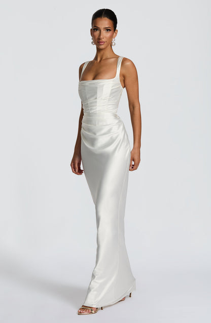 Corset Satin Cocktail Maxi Dress