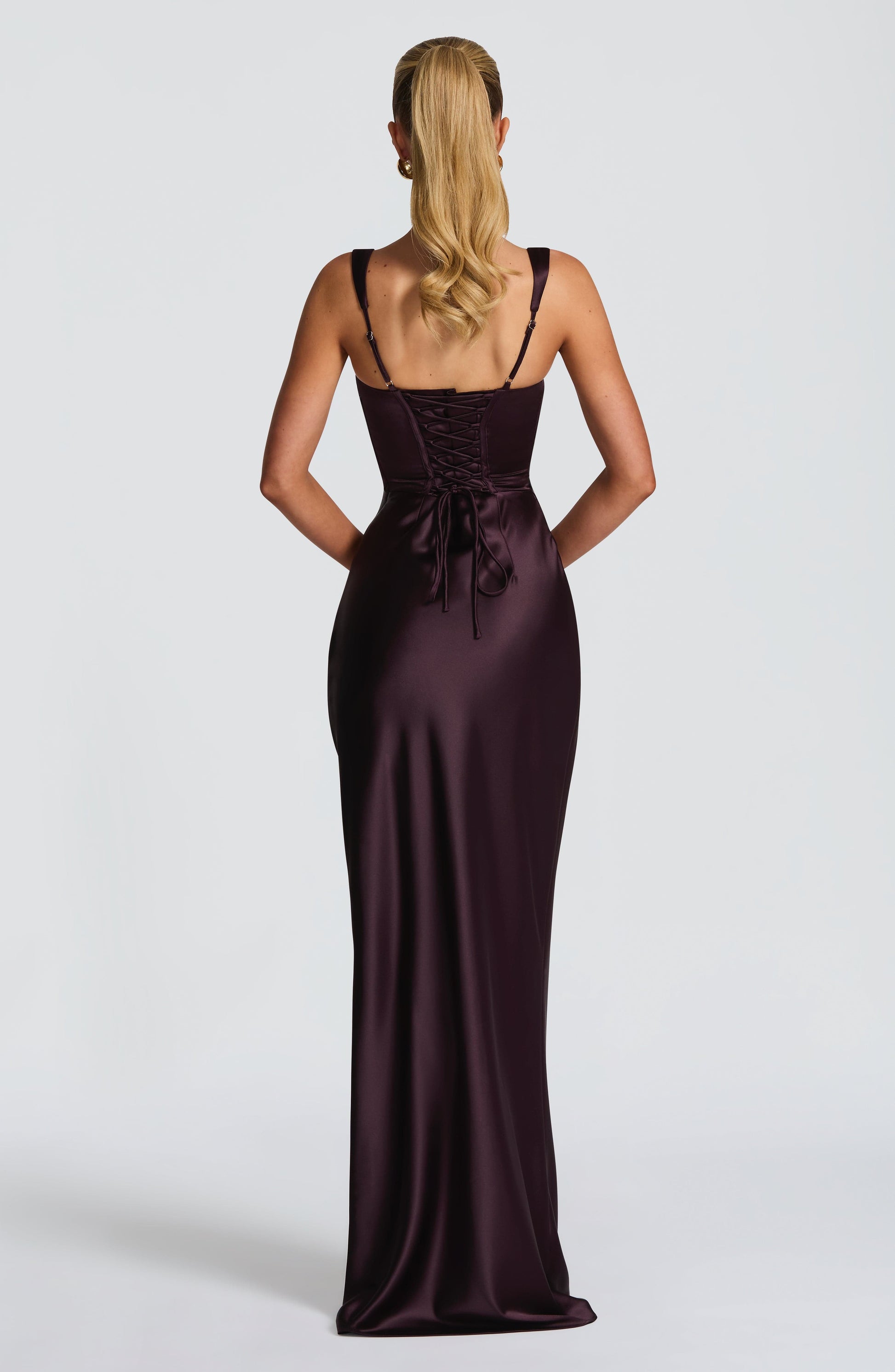 Corset Satin Cocktail Maxi Dress