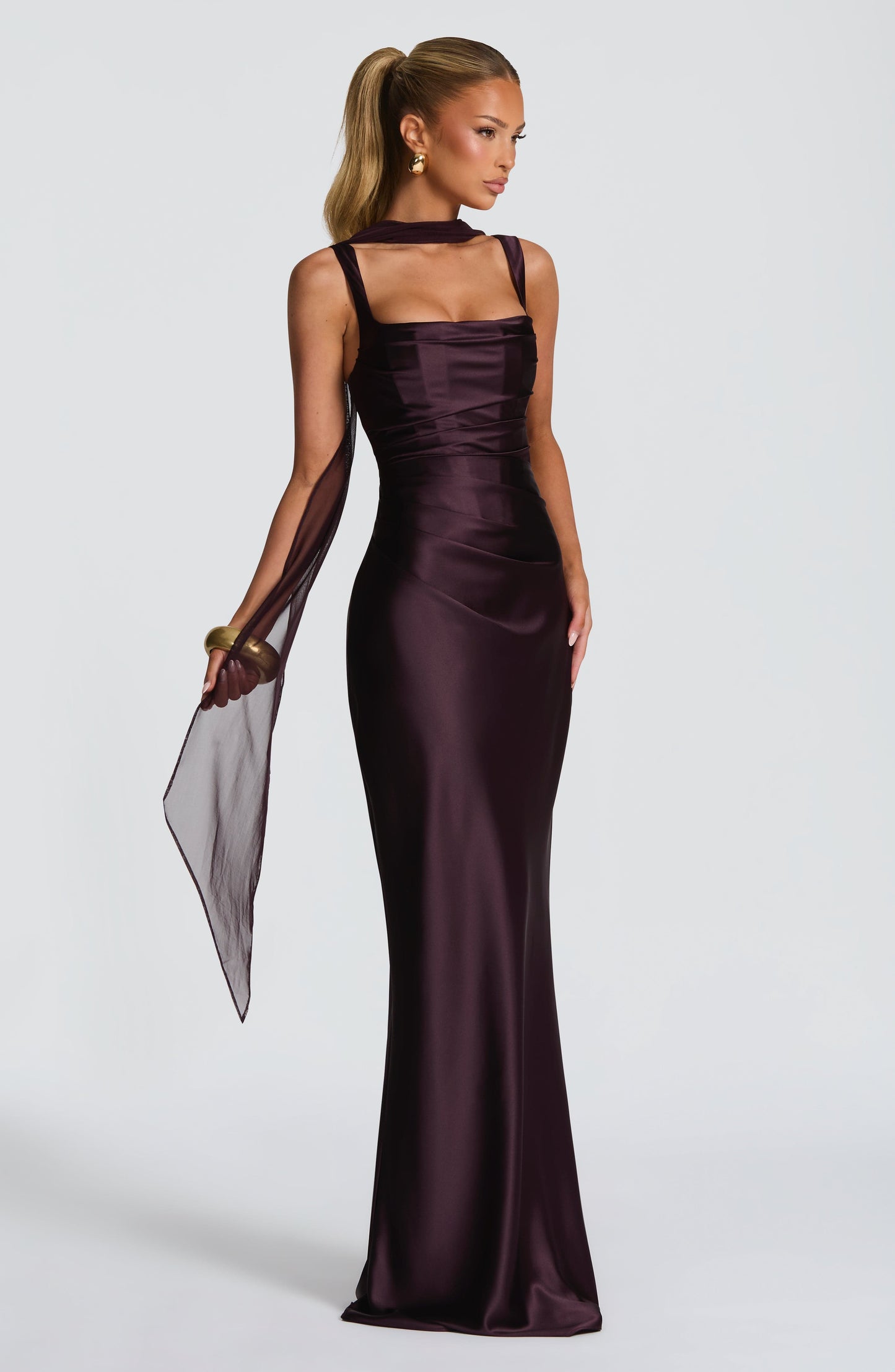 Corset Satin Cocktail Maxi Dress