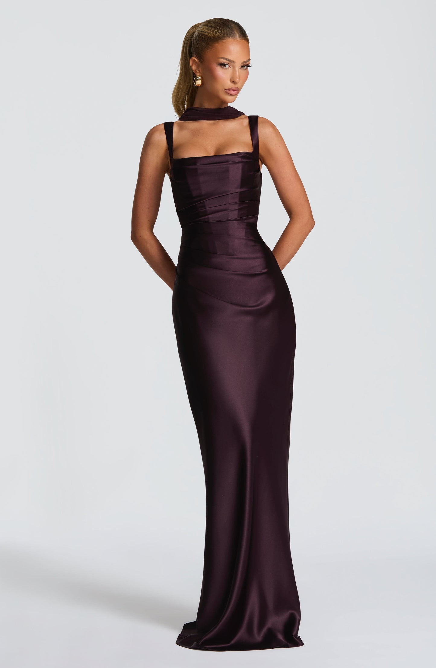Corset Satin Cocktail Maxi Dress
