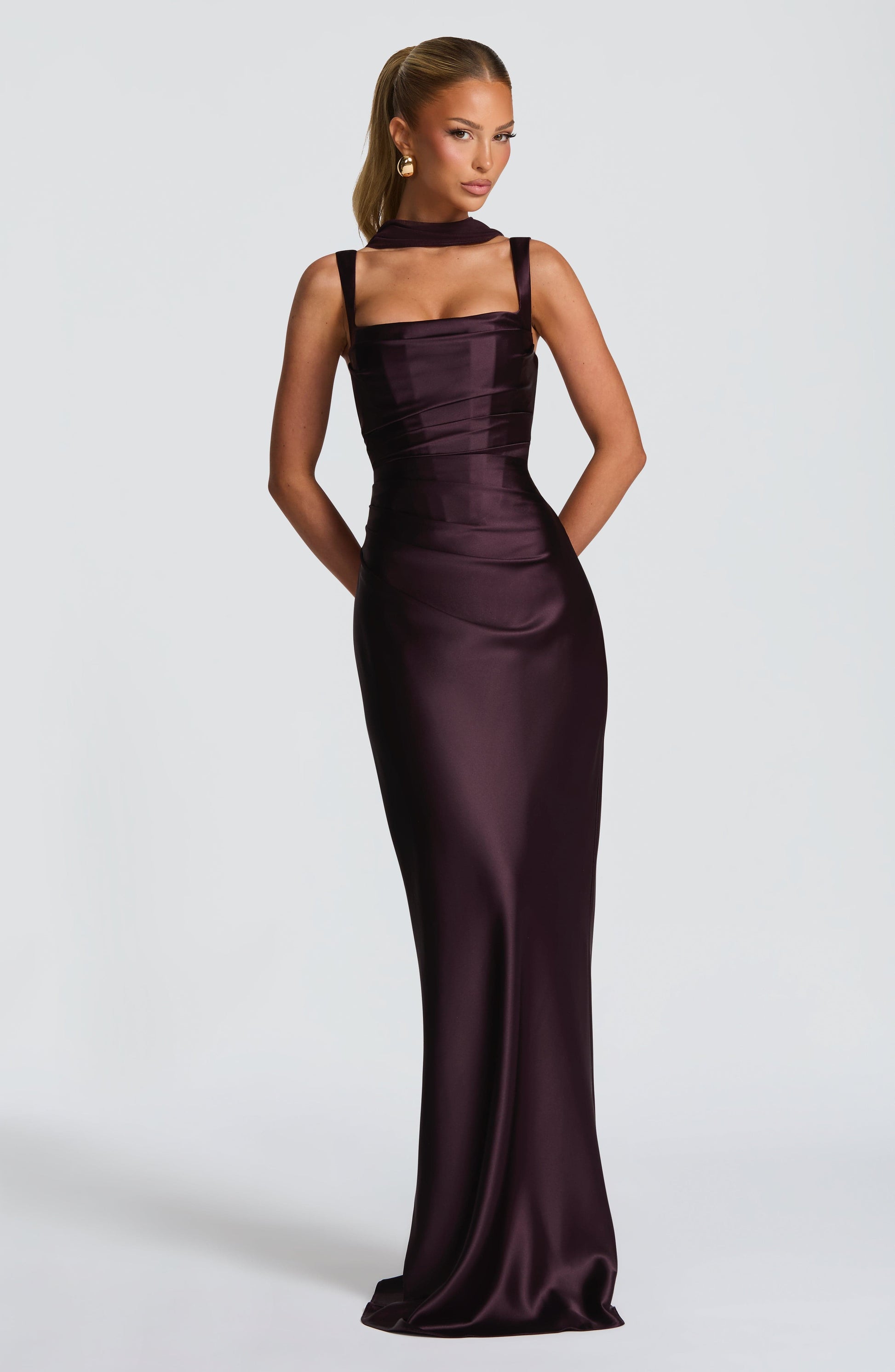 Corset Satin Cocktail Maxi Dress