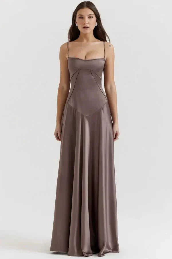 Corset Satin Maxi Dress