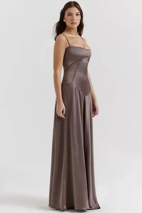 Corset Satin Maxi Dress