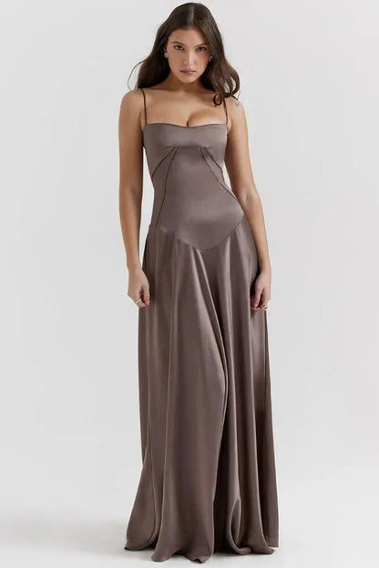 Corset Satin Maxi Dress