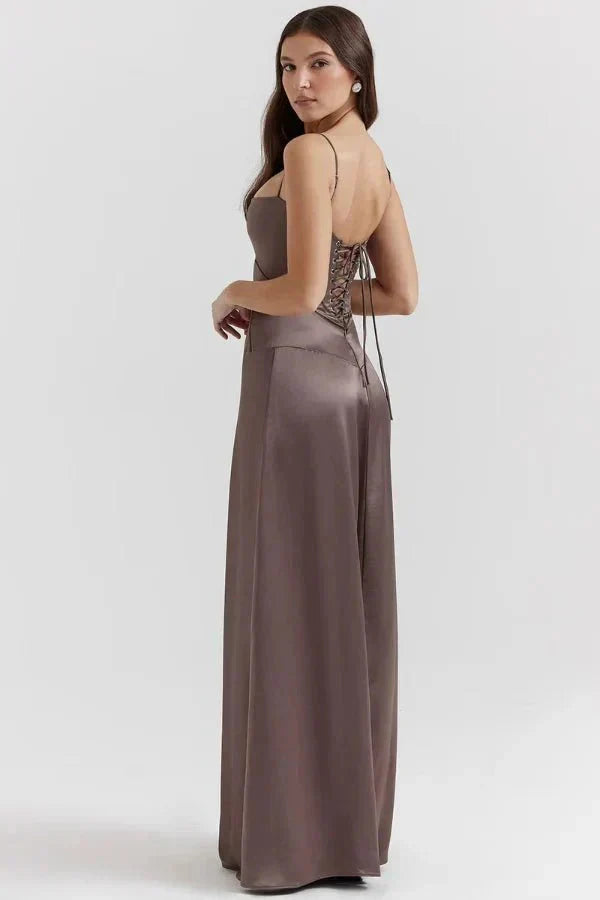 Corset Satin Maxi Dress
