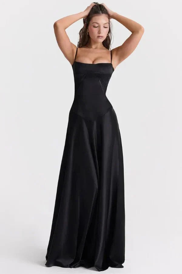 Corset Satin Maxi Dress