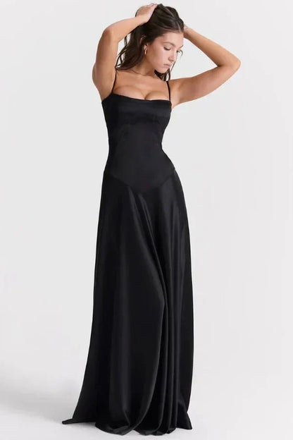 Corset Satin Maxi Dress