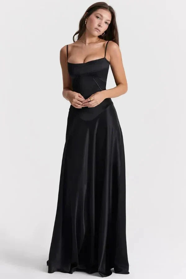 Corset Satin Maxi Dress