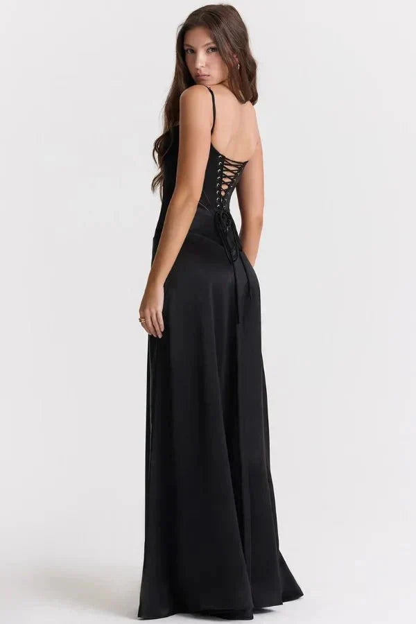 Corset Satin Maxi Dress