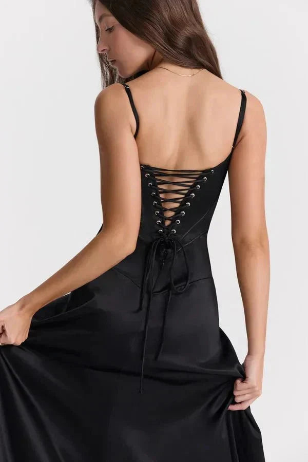 Corset Satin Maxi Dress