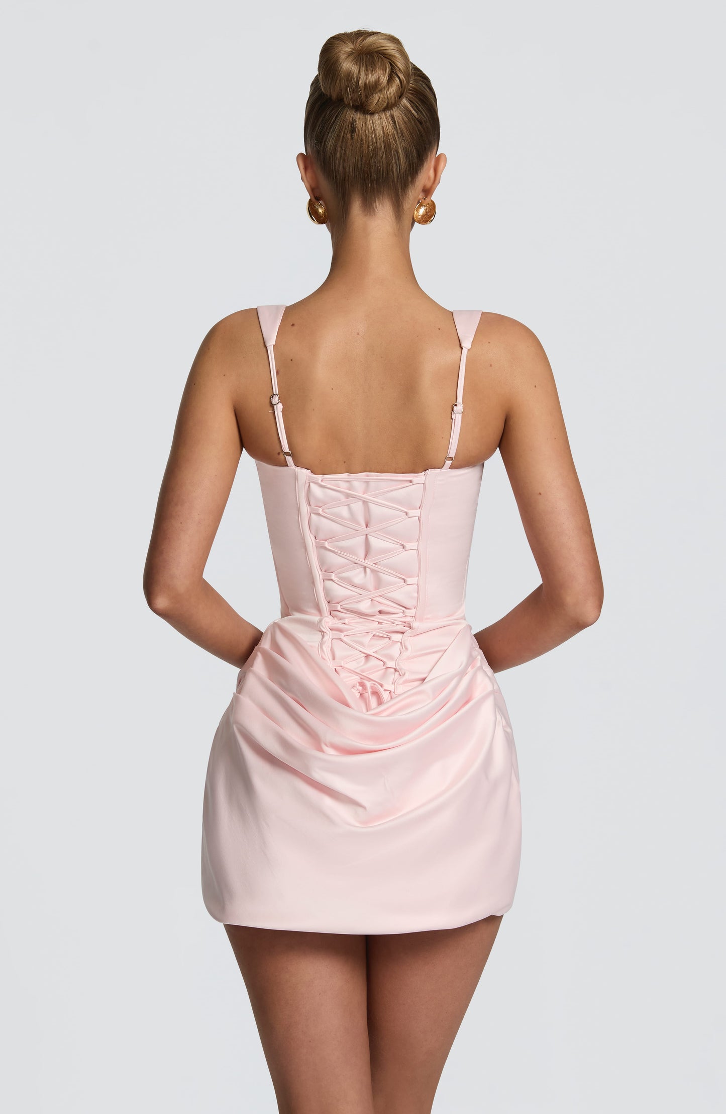 Corset Satin Mini Dress - Blush