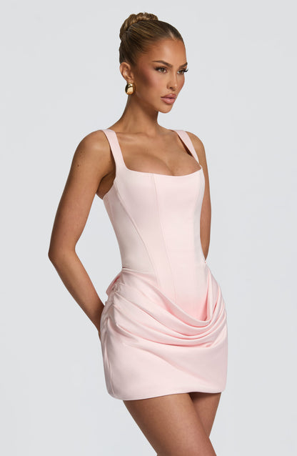 Corset Satin Mini Dress - Blush