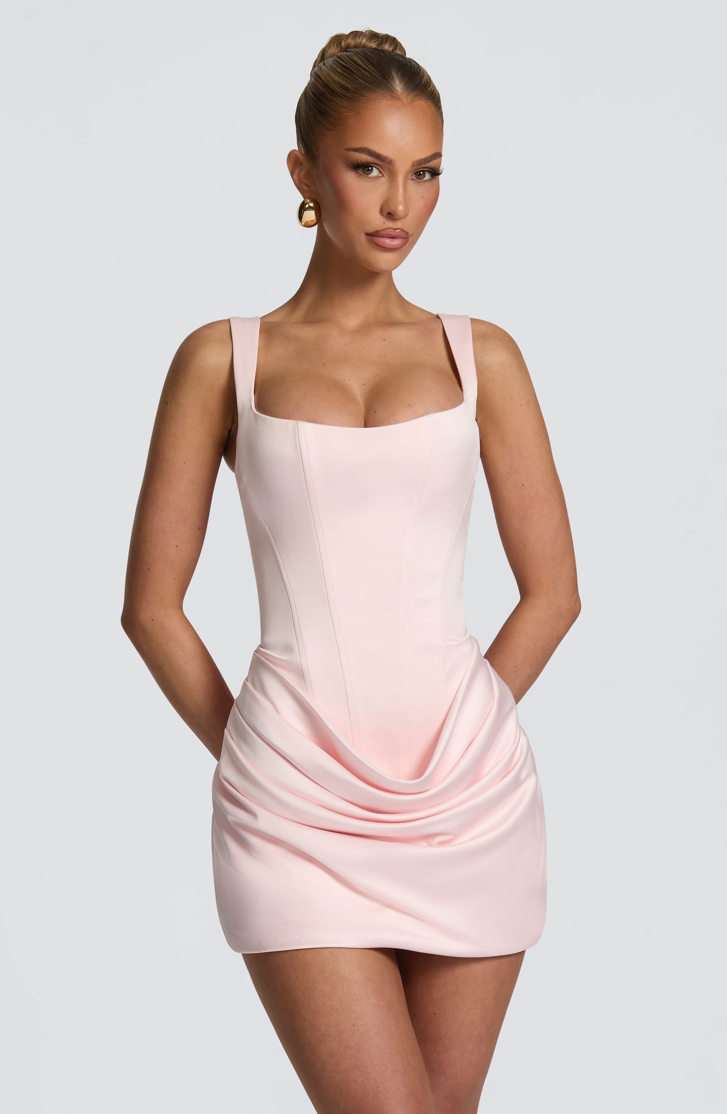 Corset Satin Mini Dress - Blush
