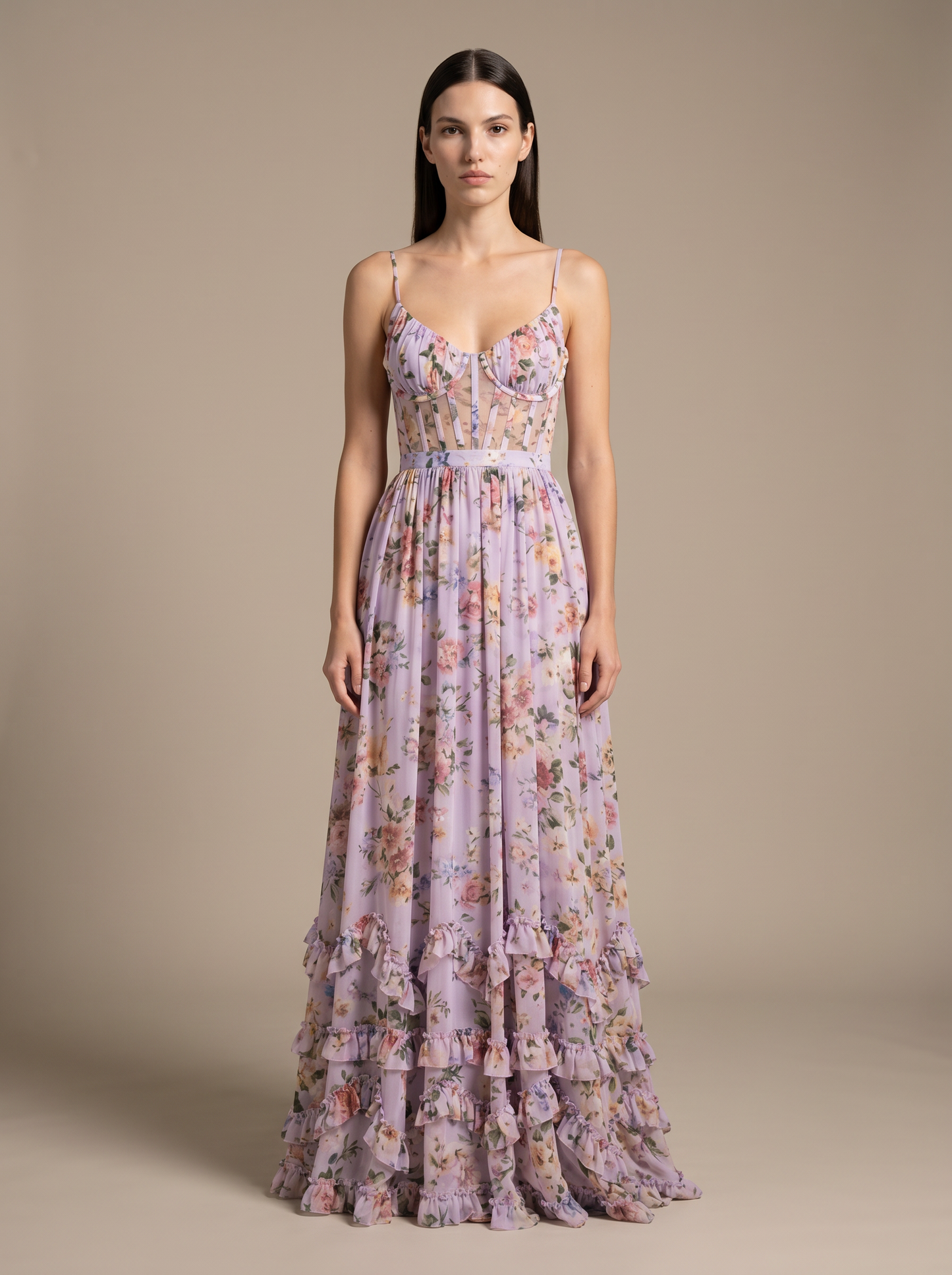Corset Sexy Maxi Dress - Lavender Mist