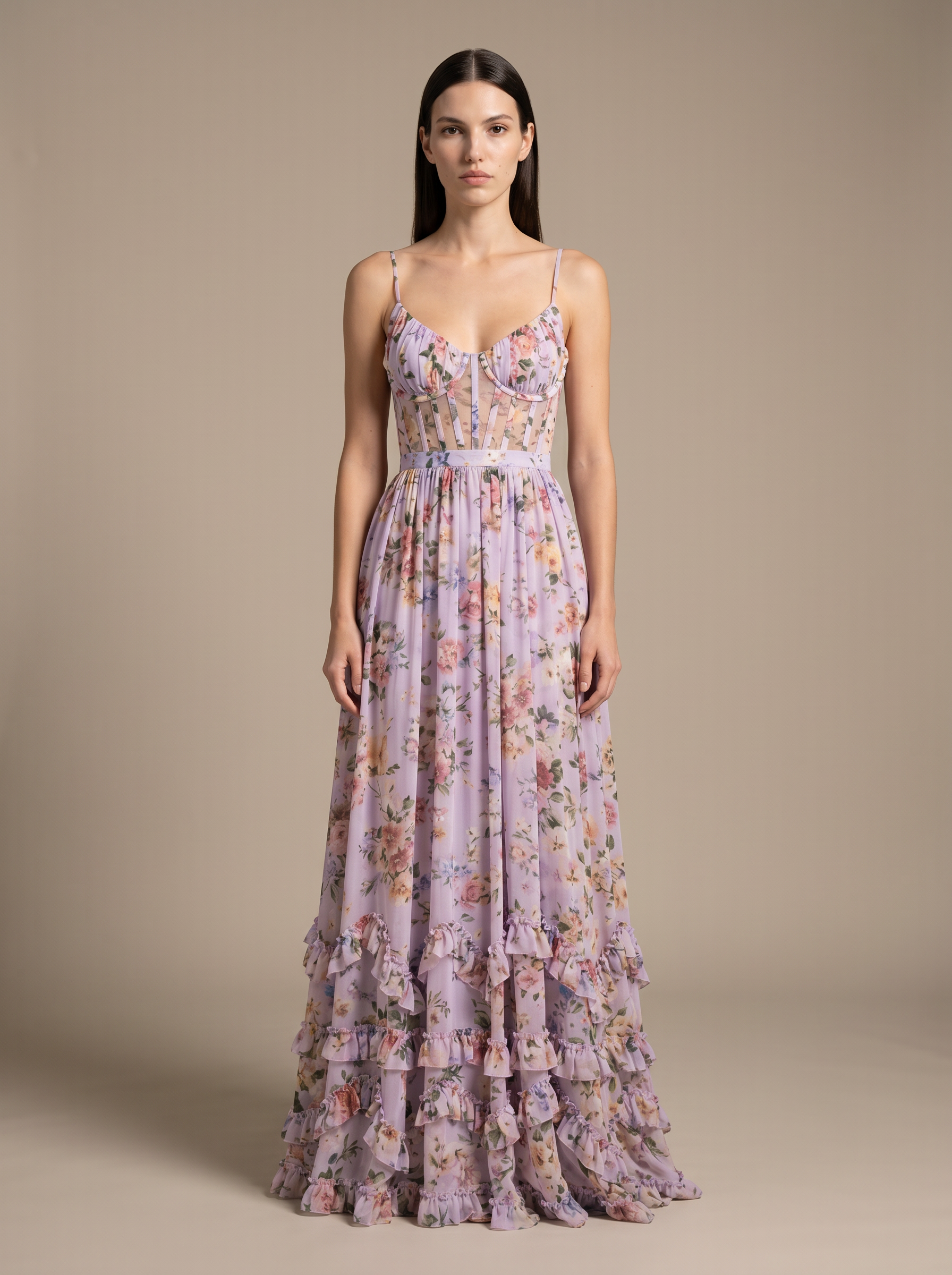 Corset Sexy Maxi Dress - Lavender Mist