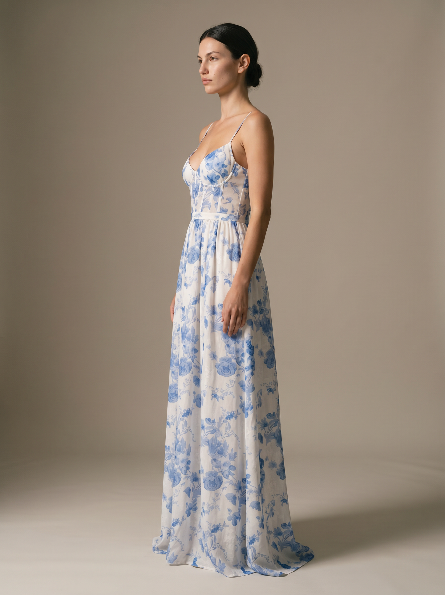 Corset Sexy Maxi Dress - Blue, side